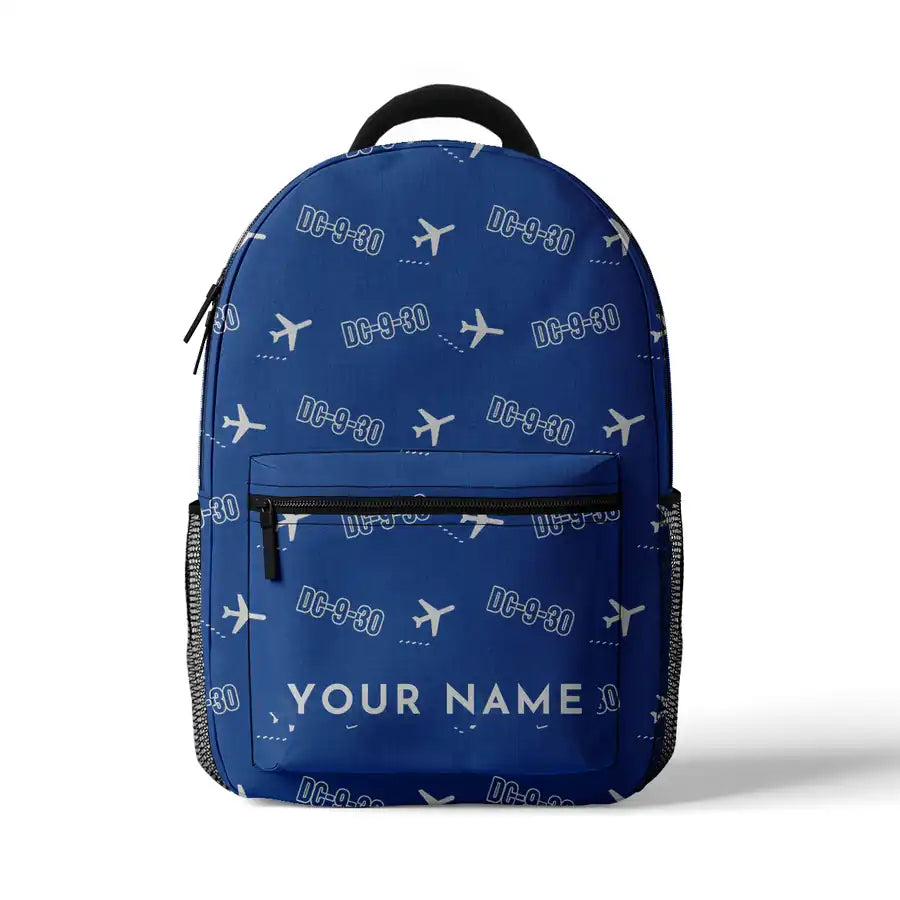McDonnell Douglas DC-9-30 - 3D Backpack - 3D Pattern + Name - Blue
