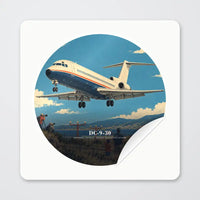 Thumbnail for McDonnell Douglas DC-9-30 - 3D - Circle Sticker - Peel