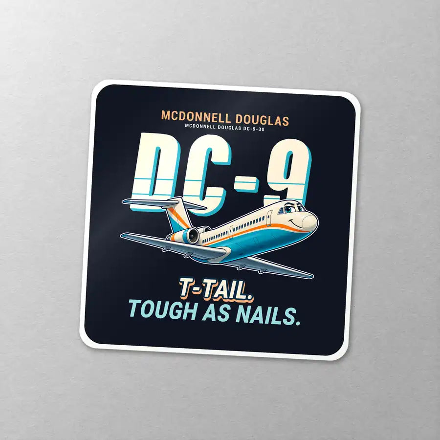 McDonnell Douglas DC-9-30 - Cartoon - Square Sticker - Close-up