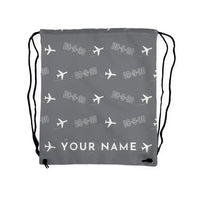 Thumbnail for McDonnell Douglas DC-9-30 - Drawstring Bag - 3D Pattern + Name - Gray