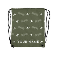 Thumbnail for McDonnell Douglas DC-9-30 - Drawstring Bag - 3D Pattern + Name - Green Army