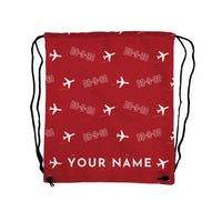 Thumbnail for McDonnell Douglas DC-9-30 - Drawstring Bag - 3D Pattern + Name - Red