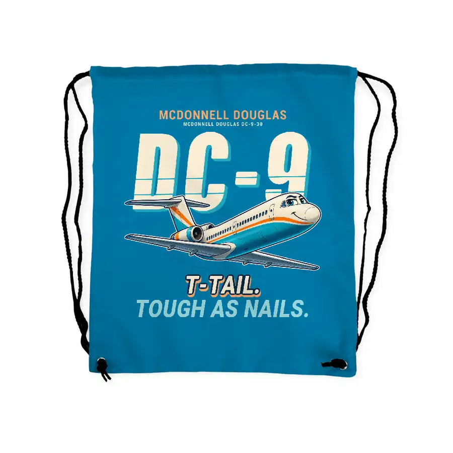 McDonnell Douglas DC-9-30 - Drawstring Bag - Cartoon - Light Blue