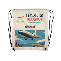 Thumbnail for McDonnell Douglas DC-9-30 - Drawstring Bag - Classic + Name - Beige
