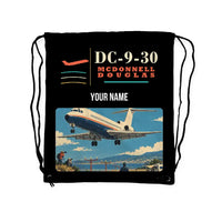 Thumbnail for McDonnell Douglas DC-9-30 - Drawstring Bag - Classic + Name - Black