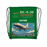 Thumbnail for McDonnell Douglas DC-9-30 - Drawstring Bag - Classic + Name - Green