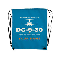 Thumbnail for McDonnell Douglas DC-9-30 - Drawstring Bag - Heritage + Name - Light Blue