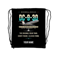 Thumbnail for McDonnell Douglas DC-9-30 - Drawstring Bag - Original + Name - Black