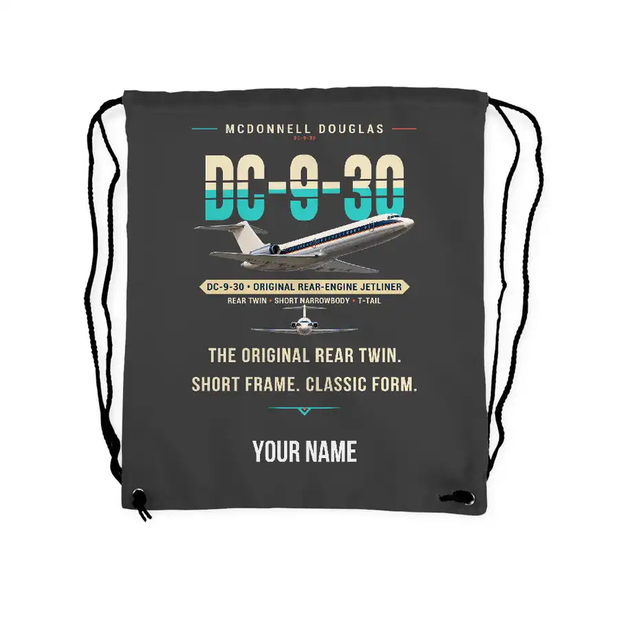 McDonnell Douglas DC-9-30 - Drawstring Bag - Original + Name - Gray