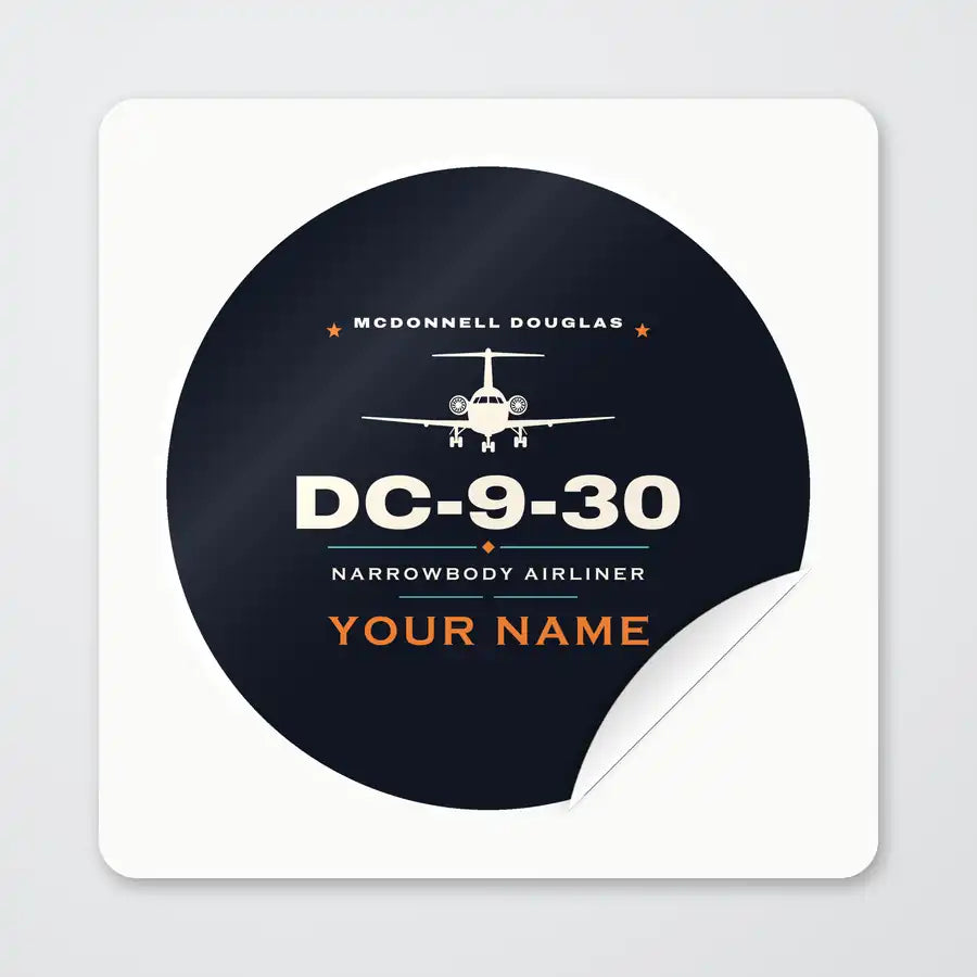 McDonnell Douglas DC-9-30 - Heritage + Name - Circle Sticker - Peel