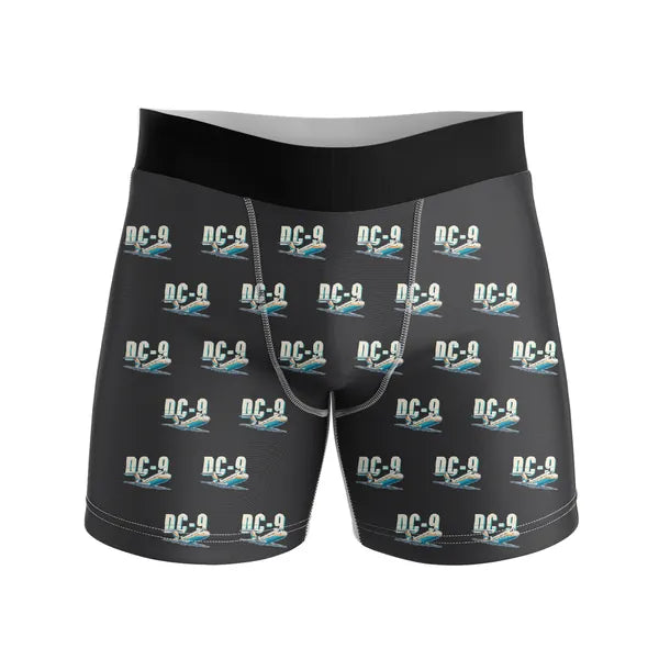 McDonnell Douglas DC-9-30 - Men Boxers - Cartoon Pattern - Black