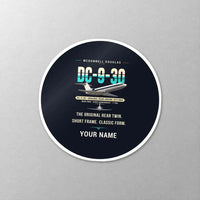 Thumbnail for McDonnell Douglas DC-9-30 - Original + Name - Circle Sticker - Close-up
