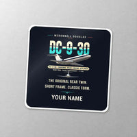 Thumbnail for McDonnell Douglas DC-9-30 - Original + Name - Square Sticker - Close-up