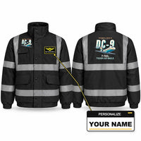 Thumbnail for McDonnell Douglas DC-9-30 Reflective Winter Jackets - Cartoon + Name - Black