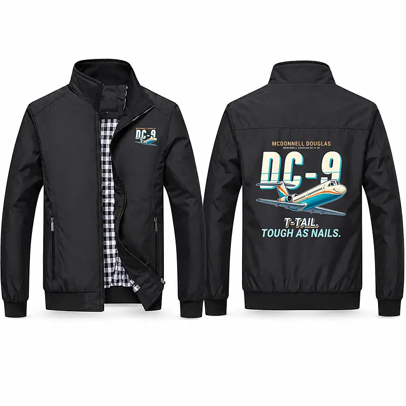 McDonnell Douglas DC-9-30 Stylish Jackets - Stand Collar - Cartoon - Black