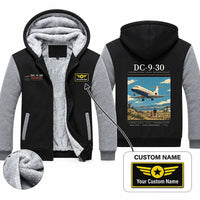 Thumbnail for McDonnell Douglas DC-9-30 Zipped Sweatshirts - Poster + Name - Black & Gray