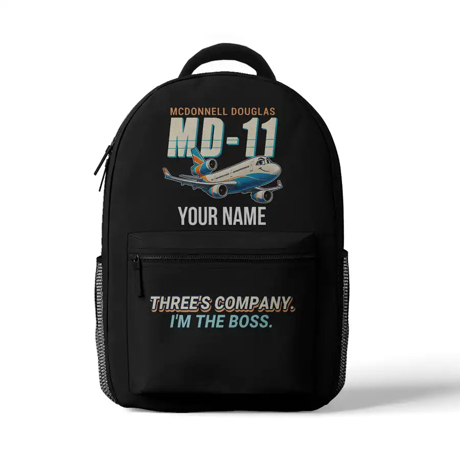 McDonnell Douglas MD-11 - 3D Backpack - Cartoon + Name - Black