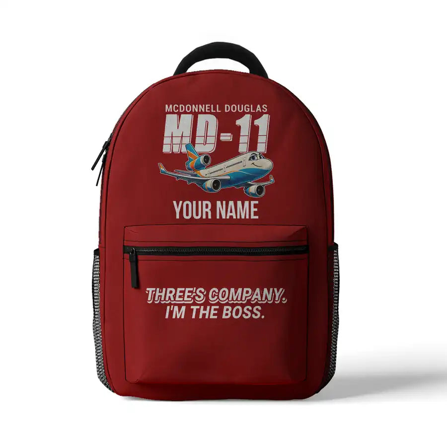McDonnell Douglas MD-11 - 3D Backpack - Cartoon + Name - Red
