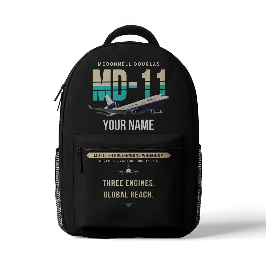 McDonnell Douglas MD-11 - 3D Backpack - Original + Name - Black