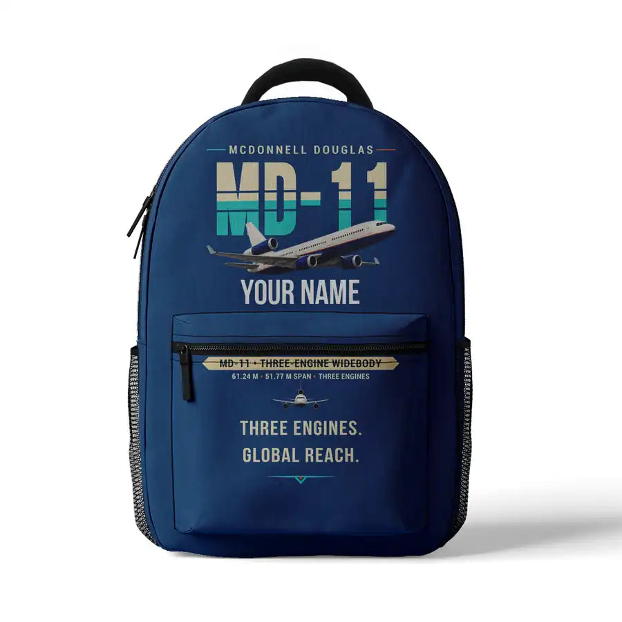 McDonnell Douglas MD-11 - 3D Backpack - Original + Name - Blue