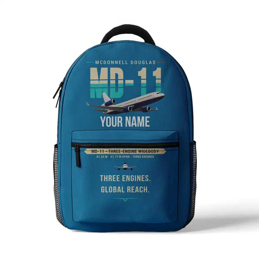McDonnell Douglas MD-11 - 3D Backpack - Original + Name - Light Blue