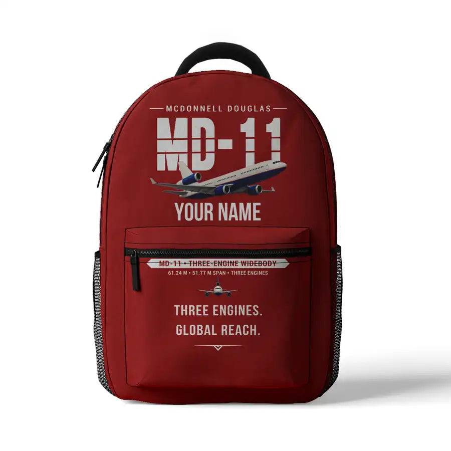 McDonnell Douglas MD-11 - 3D Backpack - Original + Name - Red