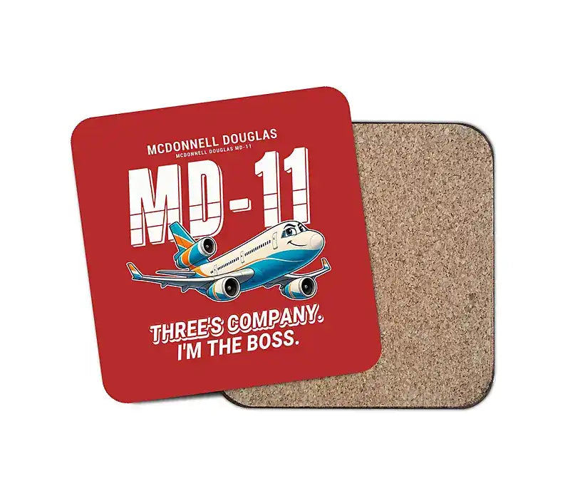 McDonnell Douglas MD-11 - Cartoon - Coaster - Red