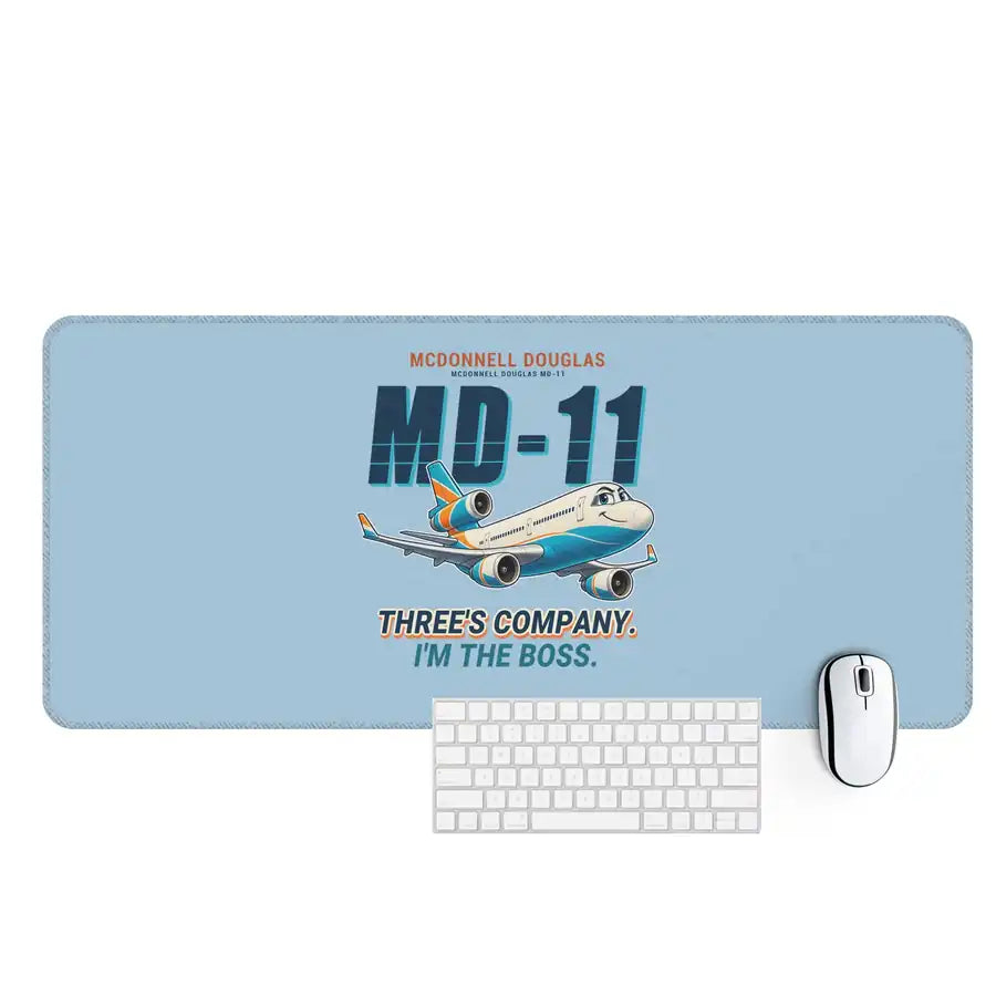 McDonnell Douglas MD-11 - Cartoon - Desk Mat - Light Blue