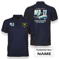 Thumbnail for McDonnell Douglas MD-11 - Cartoon - Double-Side Polo - Navy Blue + Name