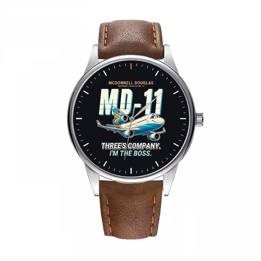 McDonnell Douglas MD-11 - Cartoon - Leather Strap - Brown Leather Strap