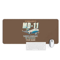 Thumbnail for McDonnell Douglas MD-11 - Cartoon + Name - Desk Mat - Brown