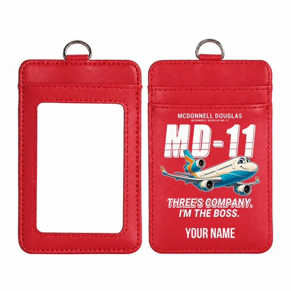 McDonnell Douglas MD-11 - Cartoon - ID Card Holder - Red + Name