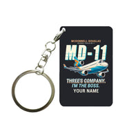 Thumbnail for McDonnell Douglas MD-11 - Cartoon + Name - Key Chain - Black