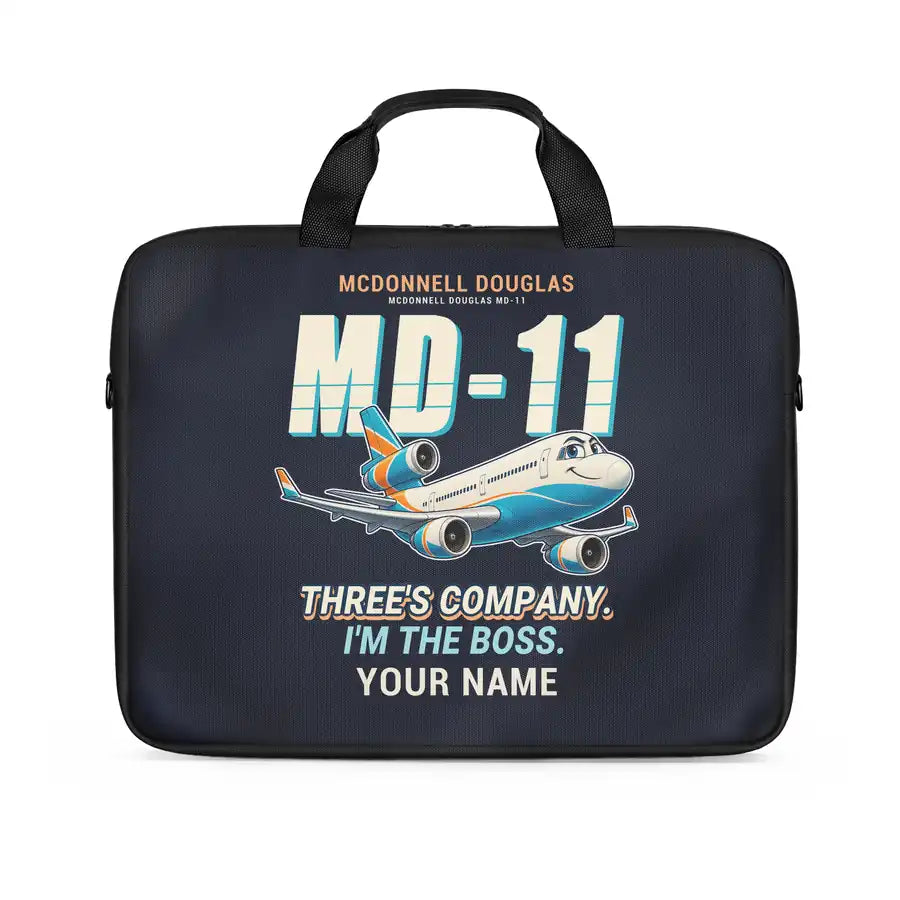 McDonnell Douglas MD-11 - Cartoon + Name - Laptop Bag