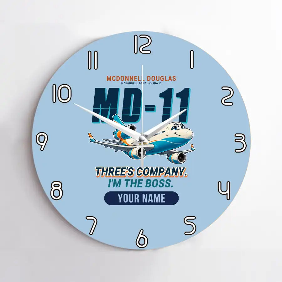 McDonnell Douglas MD-11 - Cartoon + Name - No Frame - Light Blue