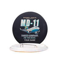 Thumbnail for McDonnell Douglas MD-11 - Cartoon + Name - Pin - Black