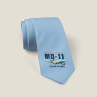 Thumbnail for McDonnell Douglas MD-11 - Cartoon + Name - Tie - Light Blue