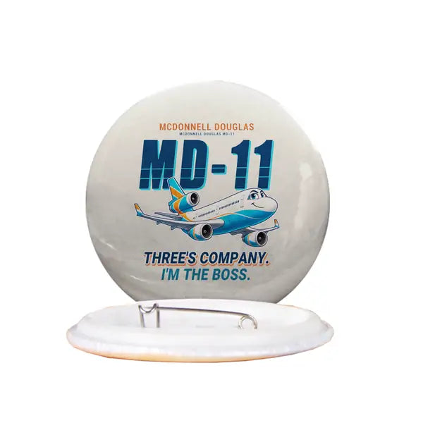 McDonnell Douglas MD-11 - Cartoon - Pin - Beige