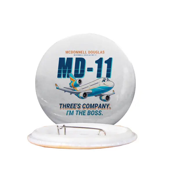 McDonnell Douglas MD-11 - Cartoon - Pin - White