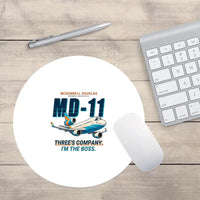 Thumbnail for McDonnell Douglas MD-11 - Cartoon - Round Mouse Pad - White