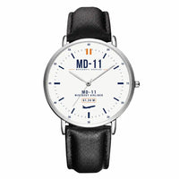 Thumbnail for McDonnell Douglas MD-11 - Classic - White - Slim Leather - Silver and Black Leather Strap