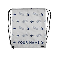 Thumbnail for McDonnell Douglas MD-11 - Drawstring Bag - 3D Pattern + Name - Light Gray