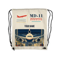 Thumbnail for McDonnell Douglas MD-11 - Drawstring Bag - Classic + Name - Beige