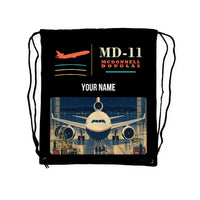 Thumbnail for McDonnell Douglas MD-11 - Drawstring Bag - Classic + Name - Black