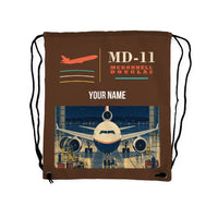 Thumbnail for McDonnell Douglas MD-11 - Drawstring Bag - Classic + Name - Brown