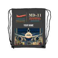 Thumbnail for McDonnell Douglas MD-11 - Drawstring Bag - Classic + Name - Gray