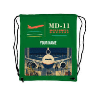 Thumbnail for McDonnell Douglas MD-11 - Drawstring Bag - Classic + Name - Green
