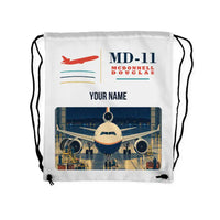 Thumbnail for McDonnell Douglas MD-11 - Drawstring Bag - Classic + Name - White
