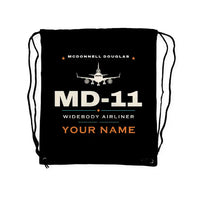 Thumbnail for McDonnell Douglas MD-11 - Drawstring Bag - Heritage + Name - Black