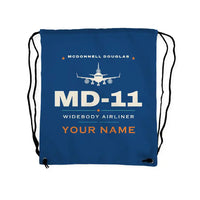Thumbnail for McDonnell Douglas MD-11 - Drawstring Bag - Heritage + Name - Blue